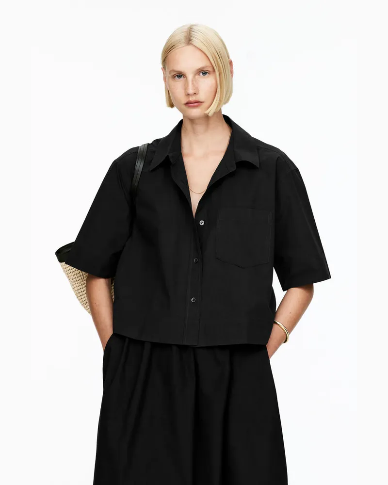 Arket Kurzärmlige Hemdbluse -Schwarz Schwarz