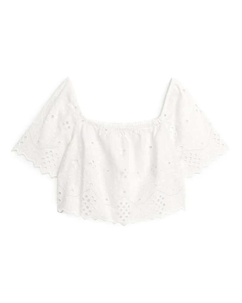 Arket Besticktes Top - Weiß Weiß