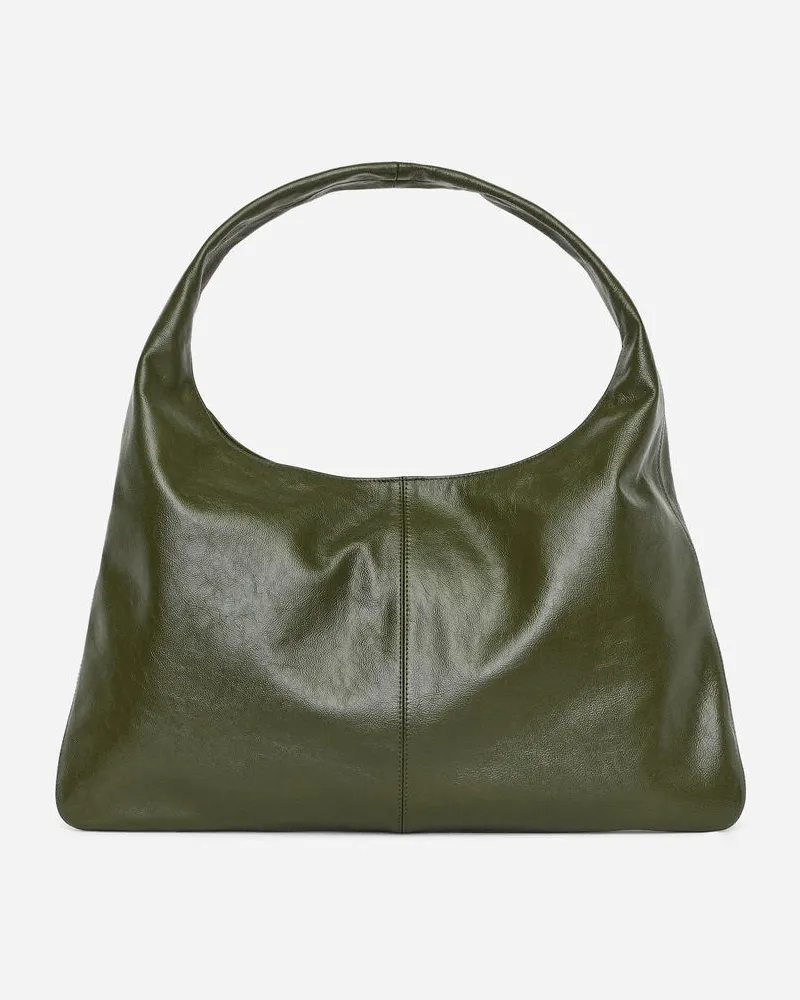 Arket Tasche Aus Glänzendem Leder - Grün Khaki