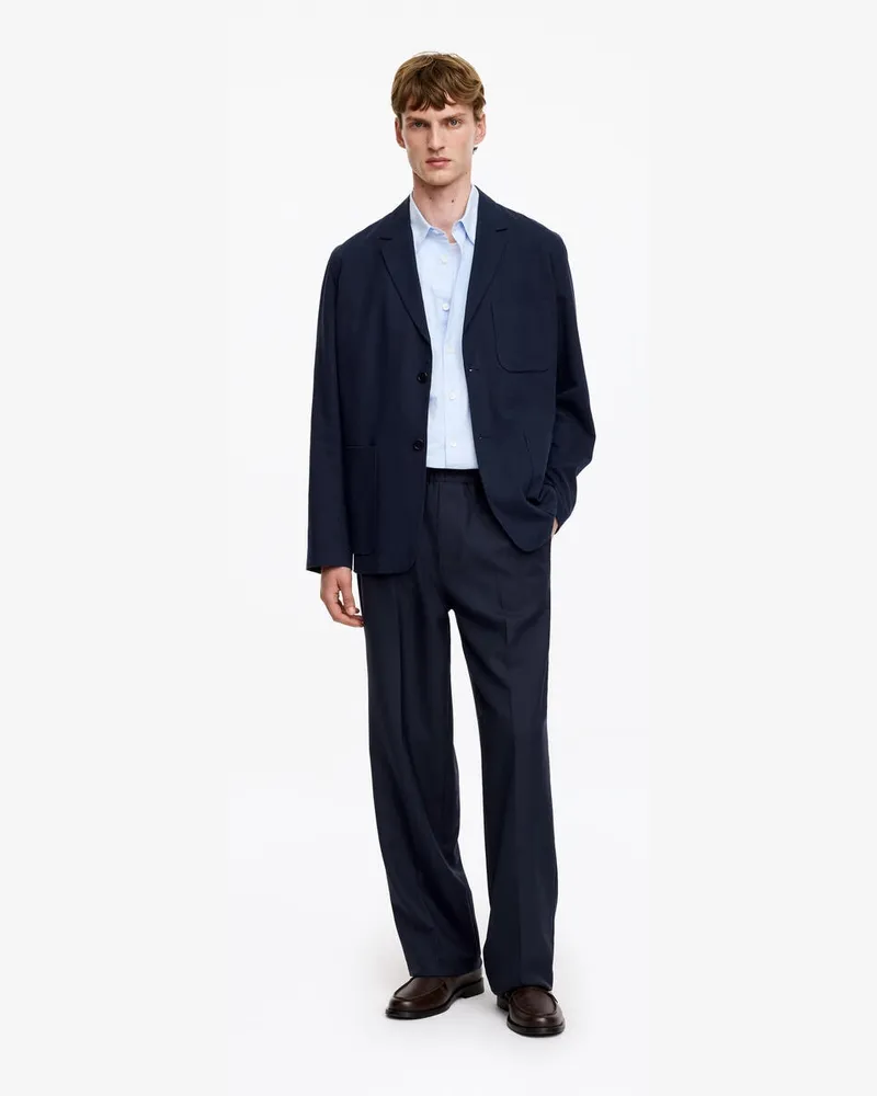Arket Weite Pull-on-Hose In Hopsack-Bindung -Blau Blau