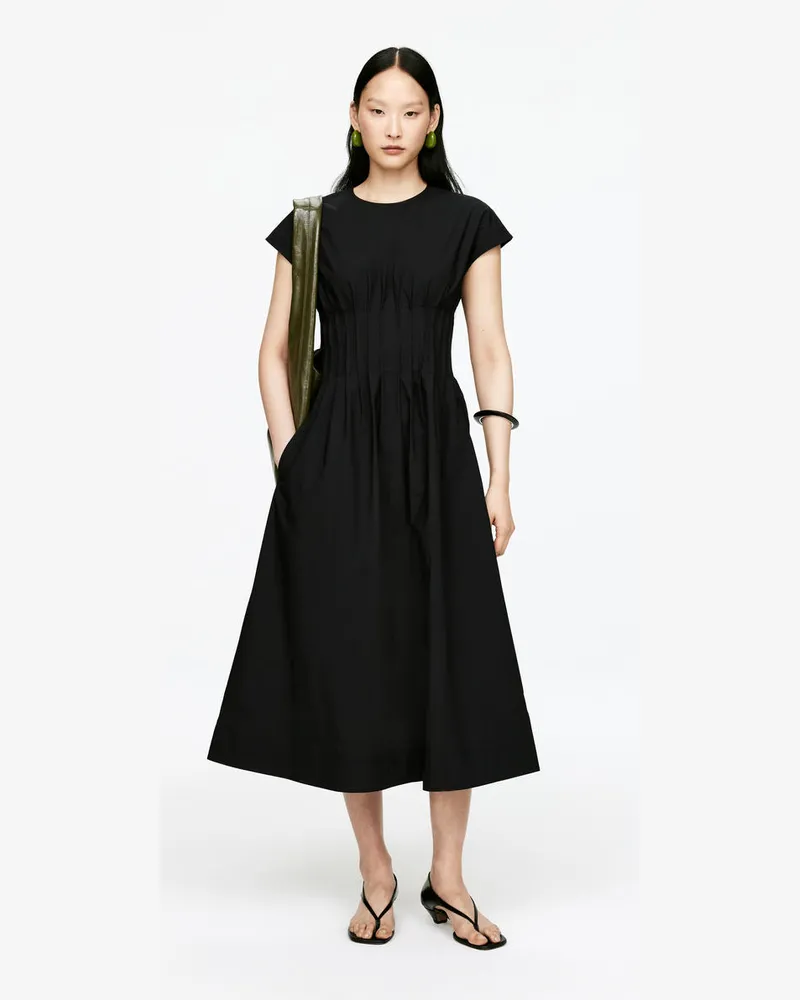 Arket Plissiertes Baumwollkleid -Schwarz Schwarz