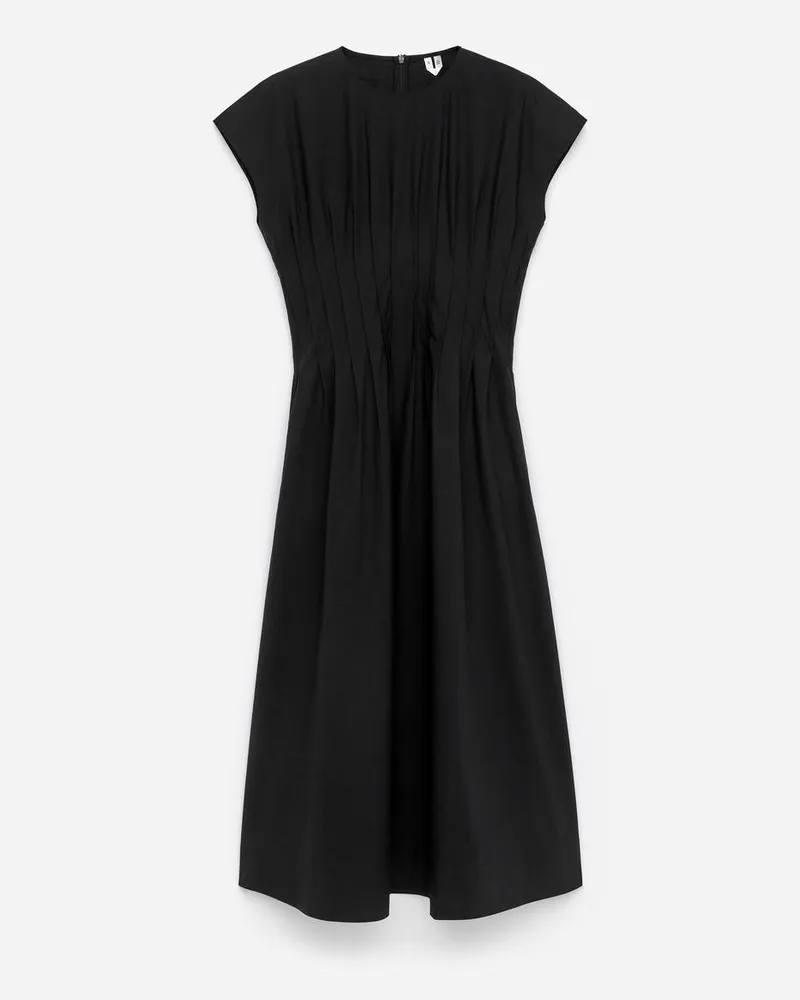 Arket Plissiertes Baumwollkleid -Schwarz Schwarz