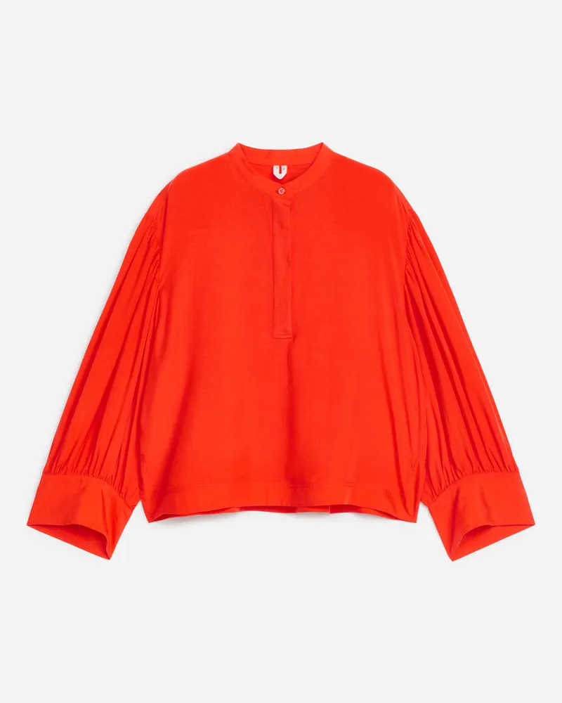 Arket Lockere Bluse Aus Lyocell Und Leinen -Orange Orange