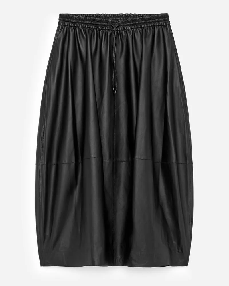 Arket Lederrock Mit Barrel-Schnitt -Schwarz Schwarz