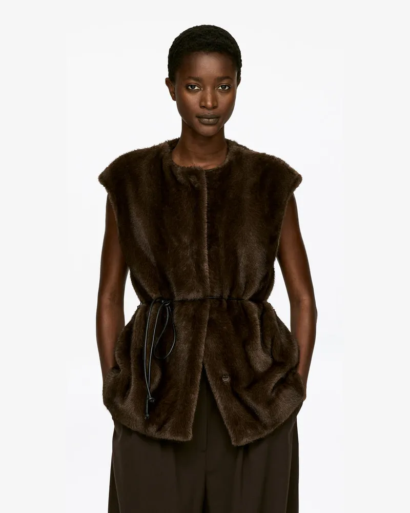 Arket Weste Aus Fellimitat -Braun Braun