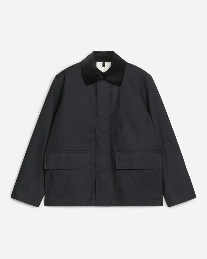Arket Jacke Aus Gewachster Baumwolle -Blau Blau