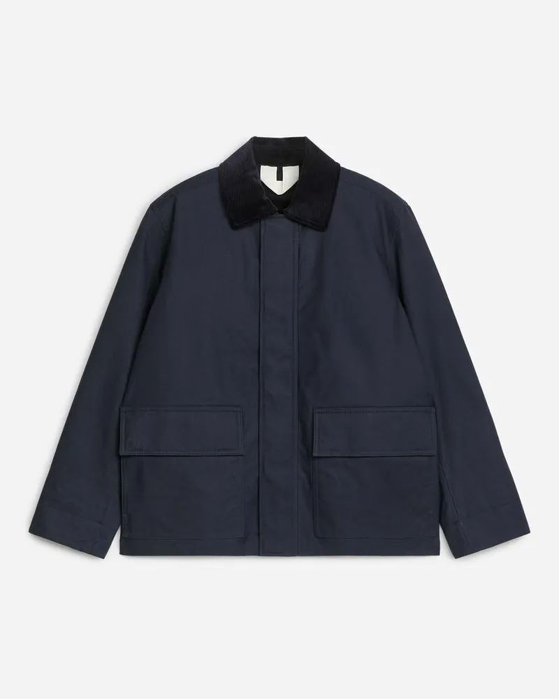Arket Jacke Aus Gewachster Baumwolle -Blau Blau