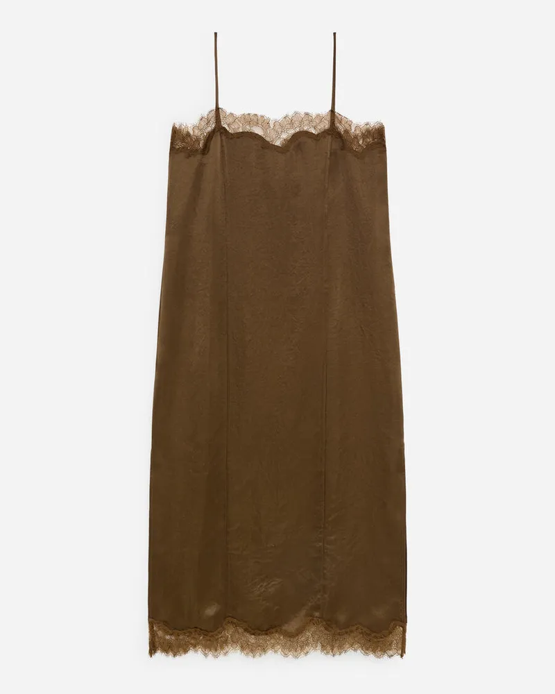 Arket Slipkleid Mit Spitze -Braun Braun