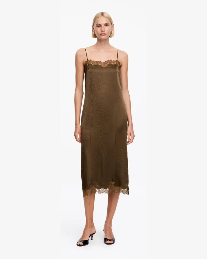 Arket Slipkleid Mit Spitze -Braun Braun