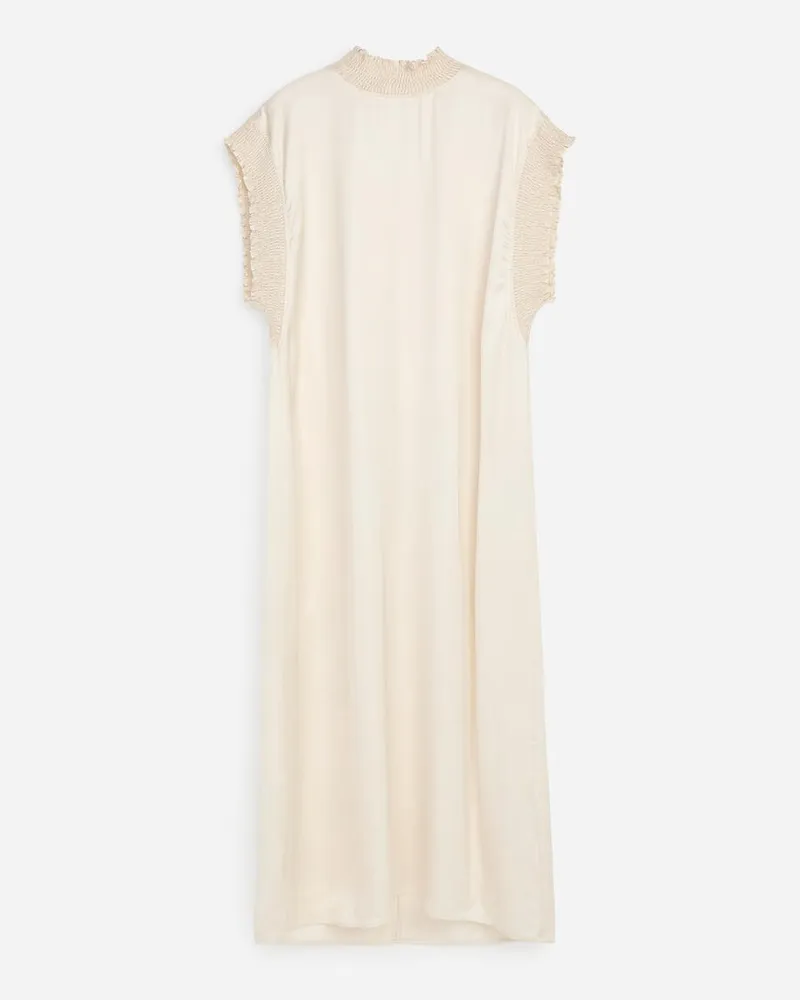 Arket Midikleid Mit Smokdetails -Weiß Weiß