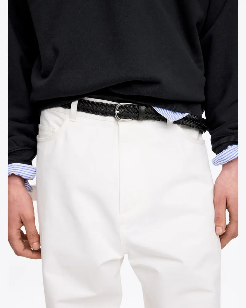 Arket Flechtgürtel Aus Leder -Schwarz Schwarz