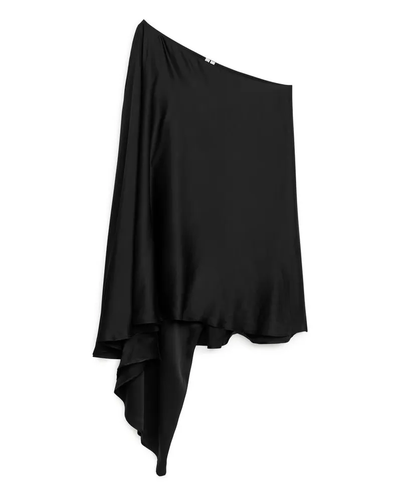 Arket Asymmetrisches Midikleid - Schwarz Schwarz