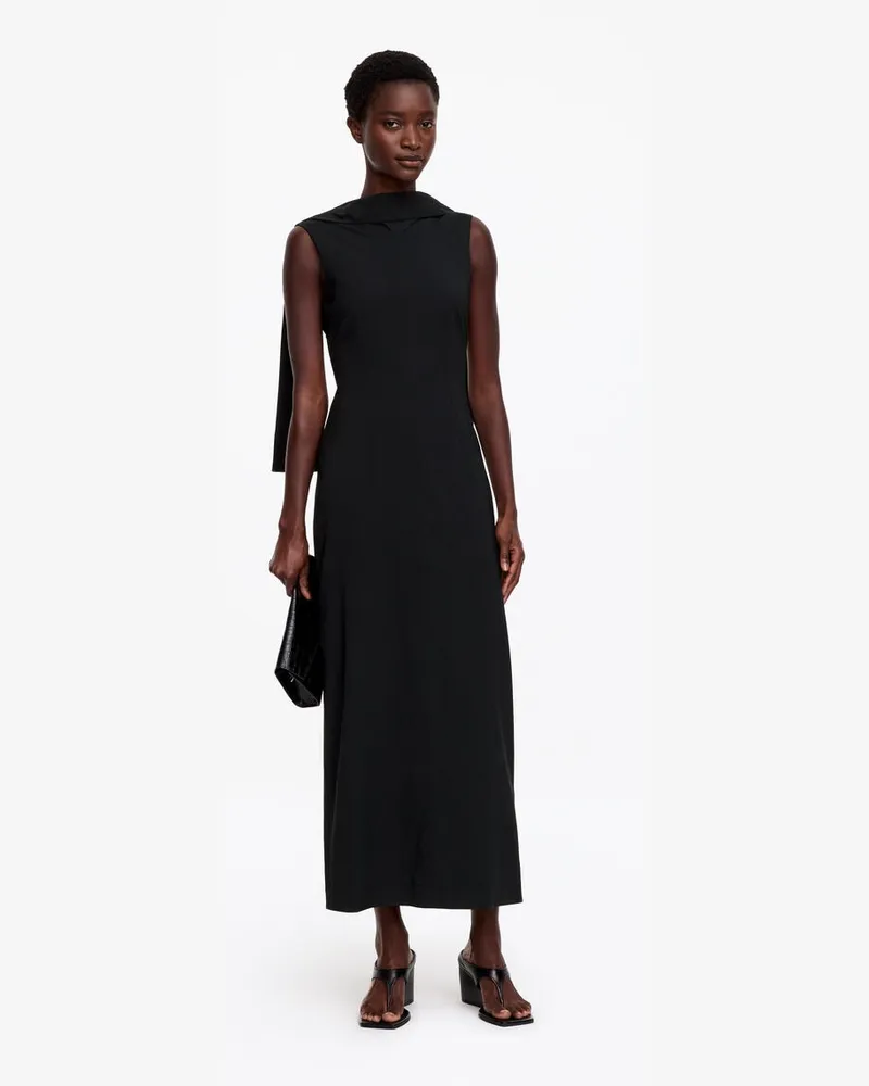 Arket Kleid Mit Drapierung Am Ausschnitt -Schwarz Schwarz