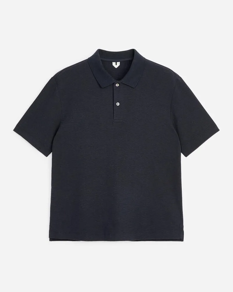 Arket Poloshirt Aus Baumwoll-Leinen -Blau Blau