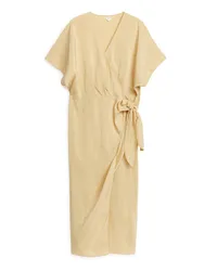 Arket Wickelkleid aus Leinen Beige