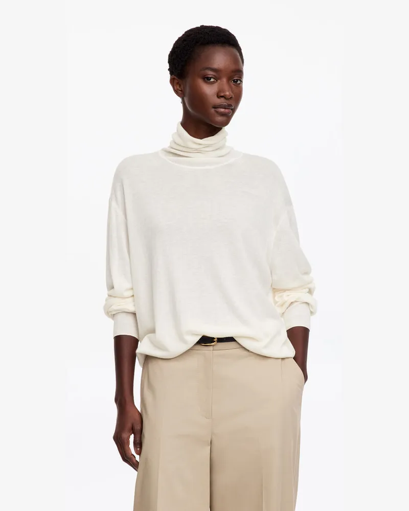 Arket Rollkragenpullover Aus Wolle Und Lyocell -Weiß Weiß