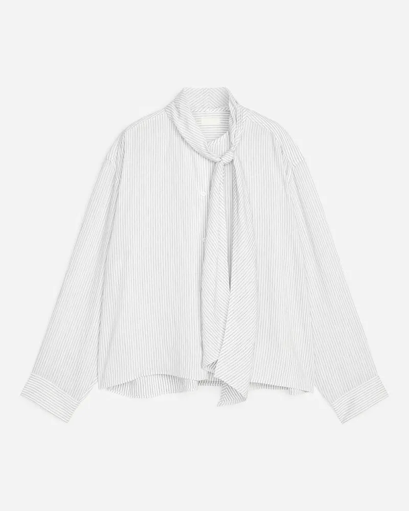 Arket Bluse Mit Abnehmbarer Schleife -Weiß Weiß