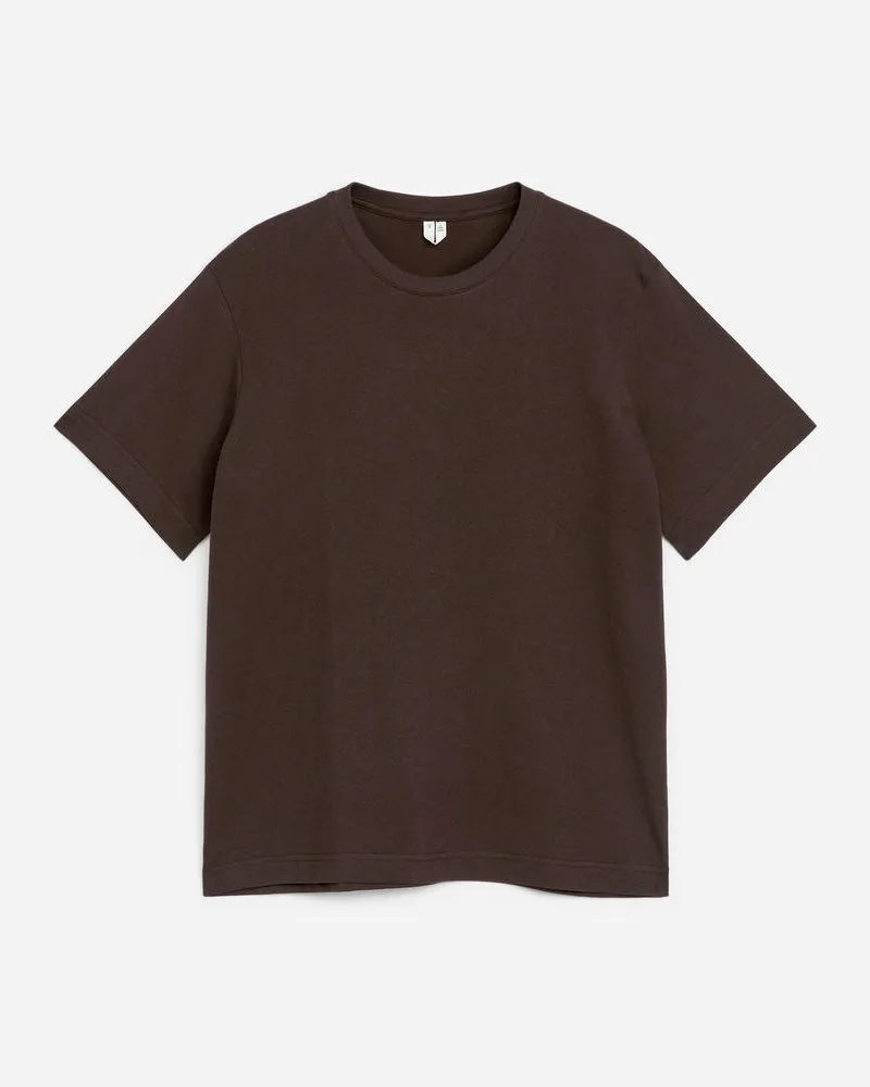 Arket Mittelschweres T-Shirt - Braun Dunkelbraun