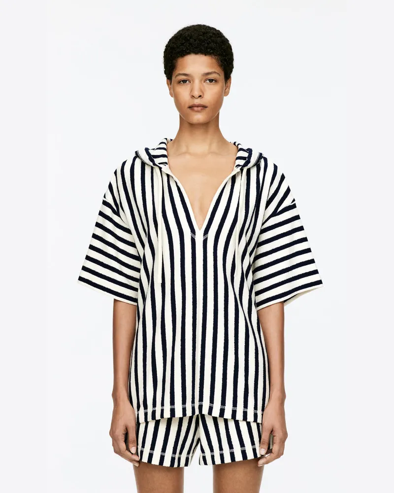 Arket Badeponcho Mit Kapuze -Blau Blau