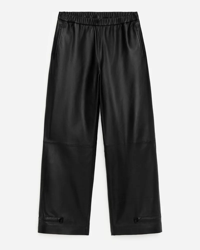 Arket Lockere Lederhose -Schwarz Schwarz