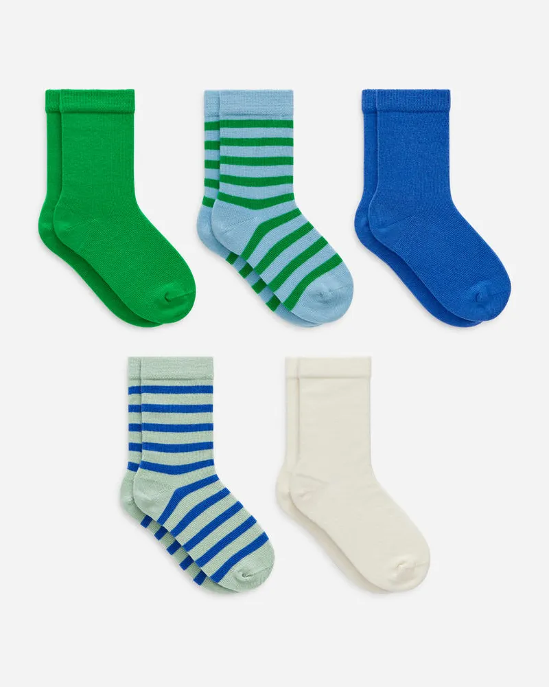 Arket Baumwollsocken, 5Er-Pack - Blau|Grün|Weiß|Mehrfarbig Grün