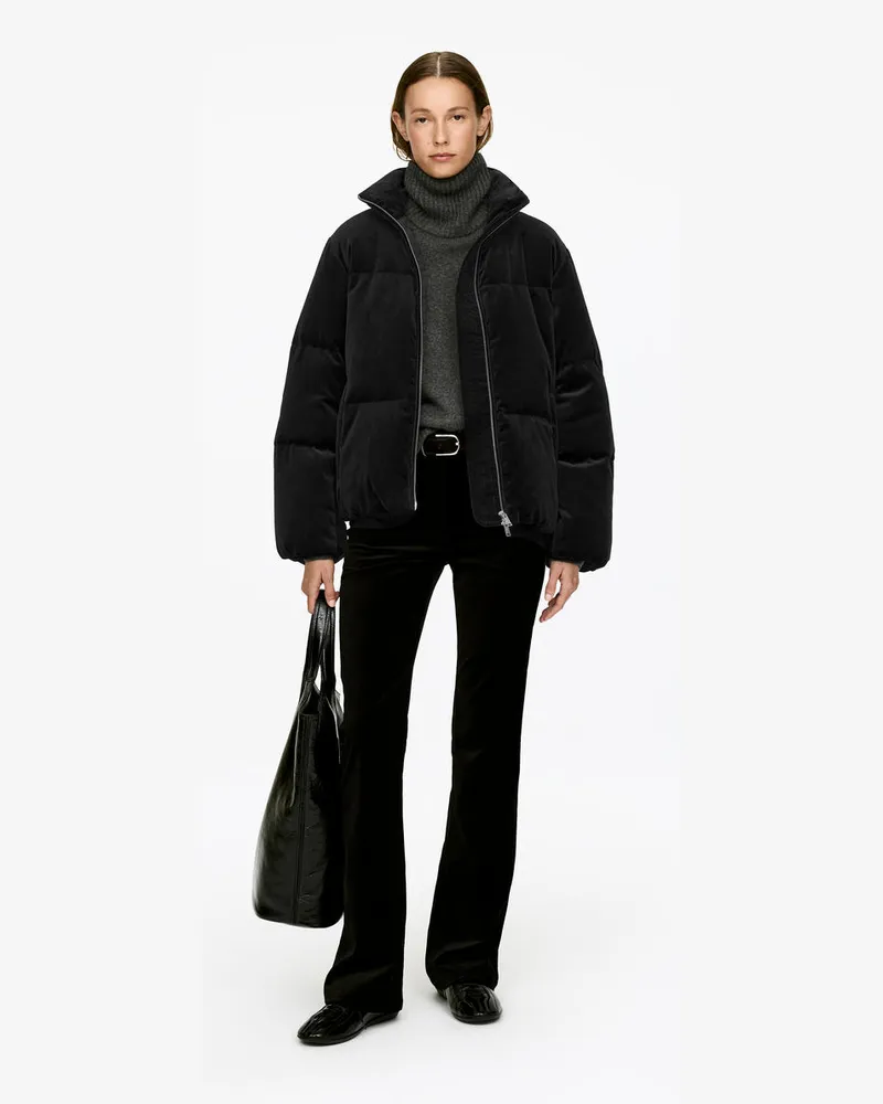 Arket Steppjacke Aus Samt -Schwarz Schwarz