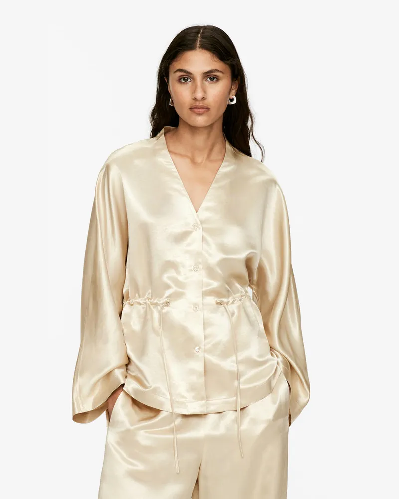 Arket Bluse Mit Schleife -Beige Beige