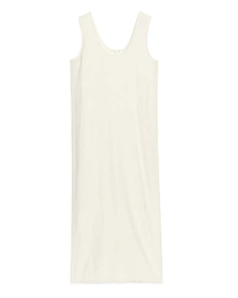 Arket Langes Crinkle-Kleid - Weiß Weiß