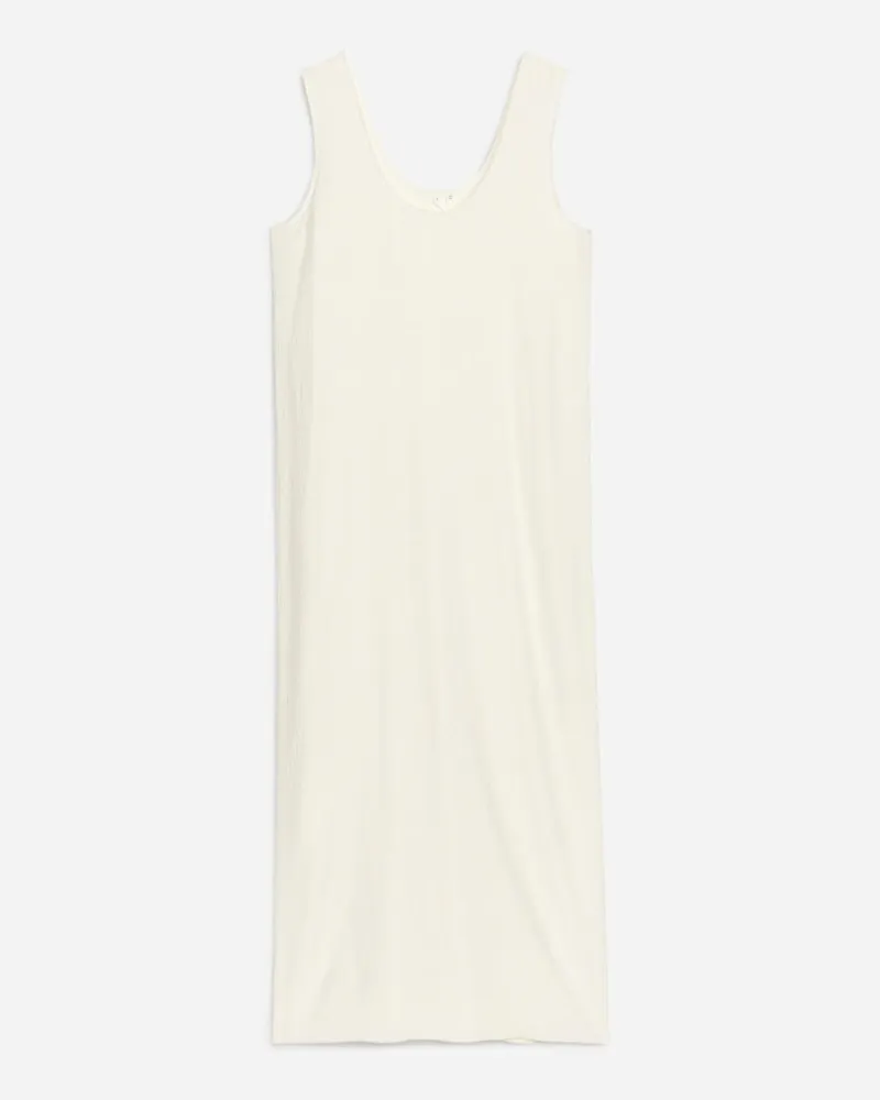Arket Langes Crinkle-Kleid -Weiß Weiß