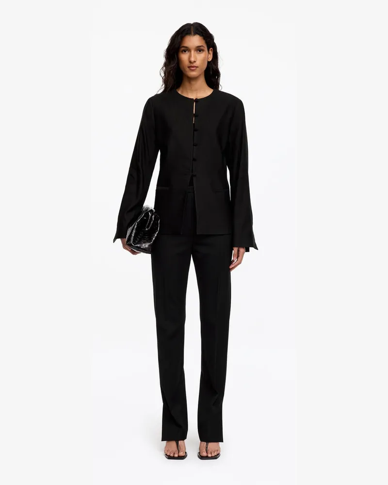 Arket Kragenloser Blazer Aus Leinenmischung -Schwarz Schwarz