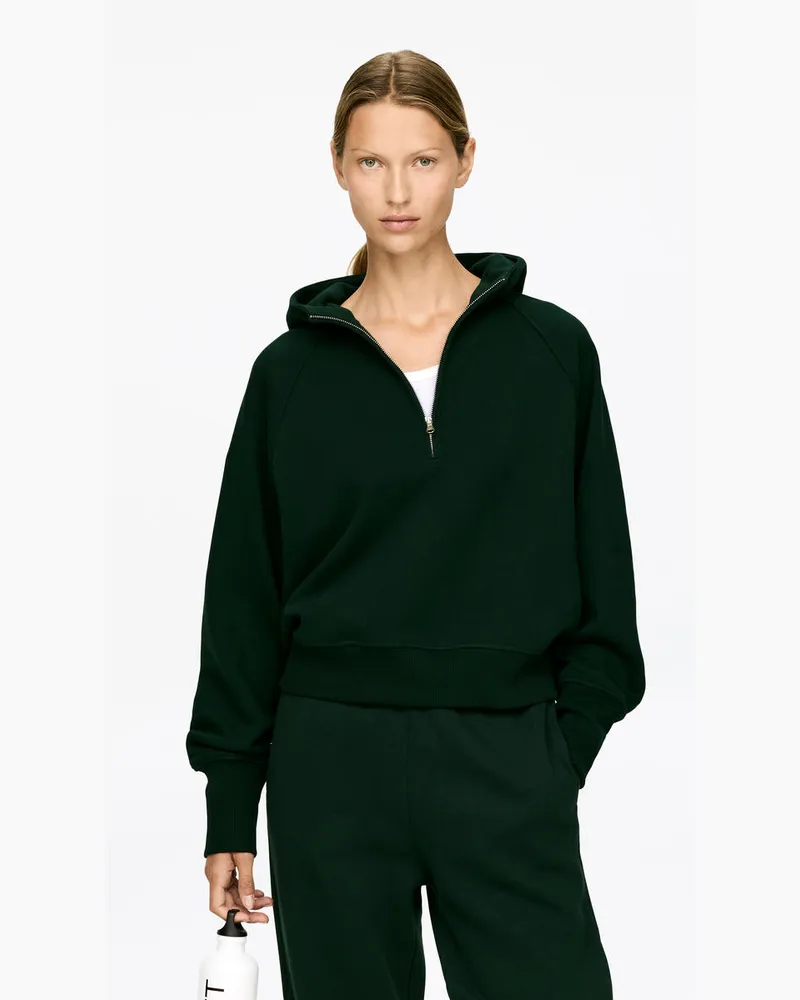 Arket Kapuzensweatshirt Mit Kurzem Reißverschluss -Grün Grün