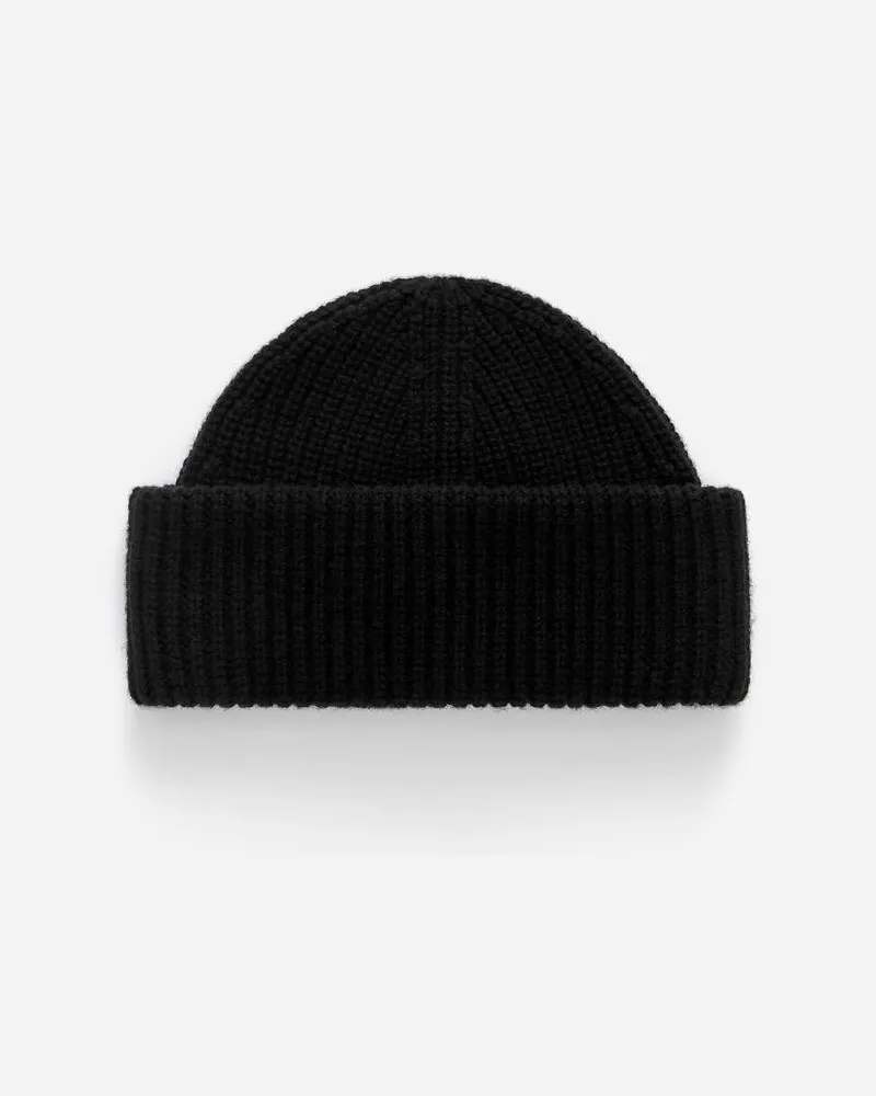 Arket Wollbeanie Mit Doppeltem Umschlag -Schwarz Schwarz