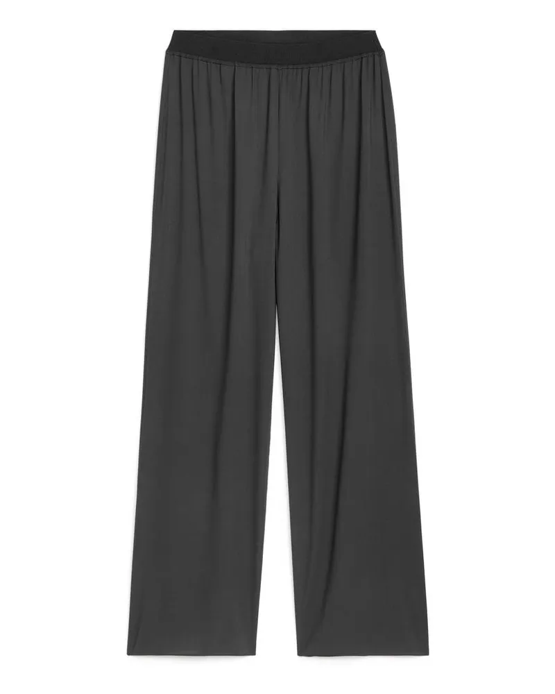 Arket Hose Aus Seidenkrepp - Grau Dunkelgrau
