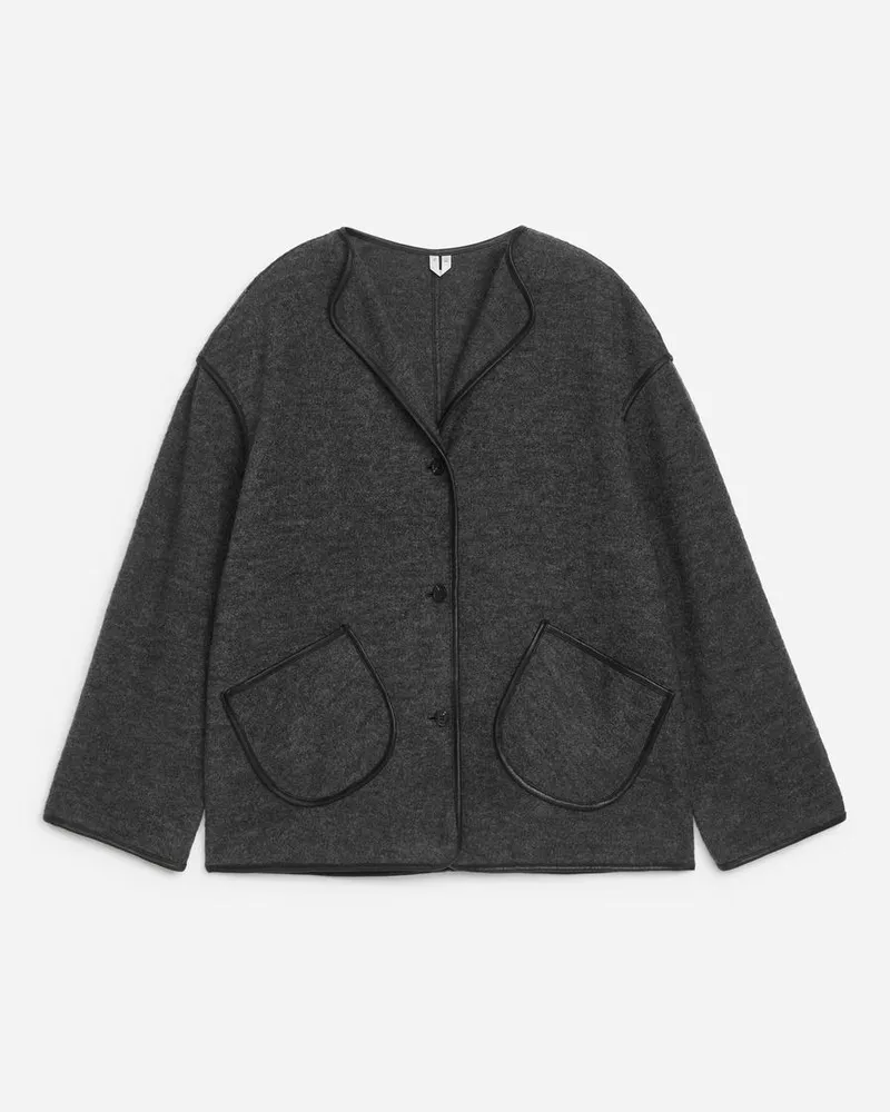 Arket Jacke Aus Wollwalk Und Baumwolle -Grau Grau