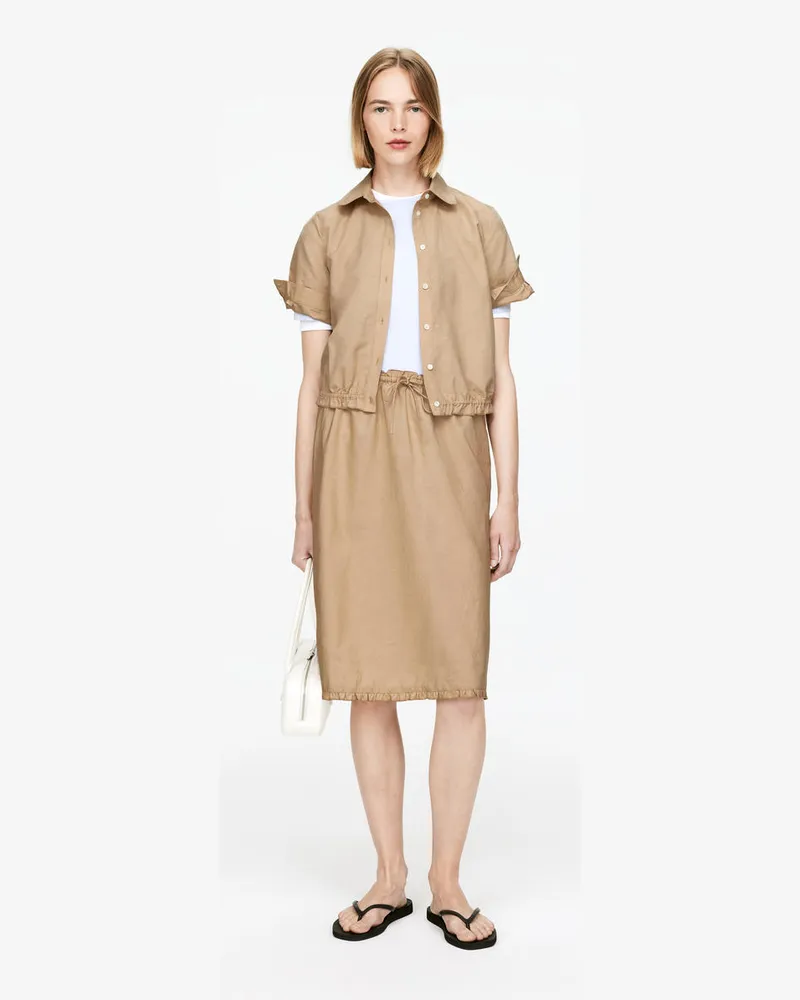 Arket Gerüschter Rock Aus Leinen Und Baumwolle -Beige Beige