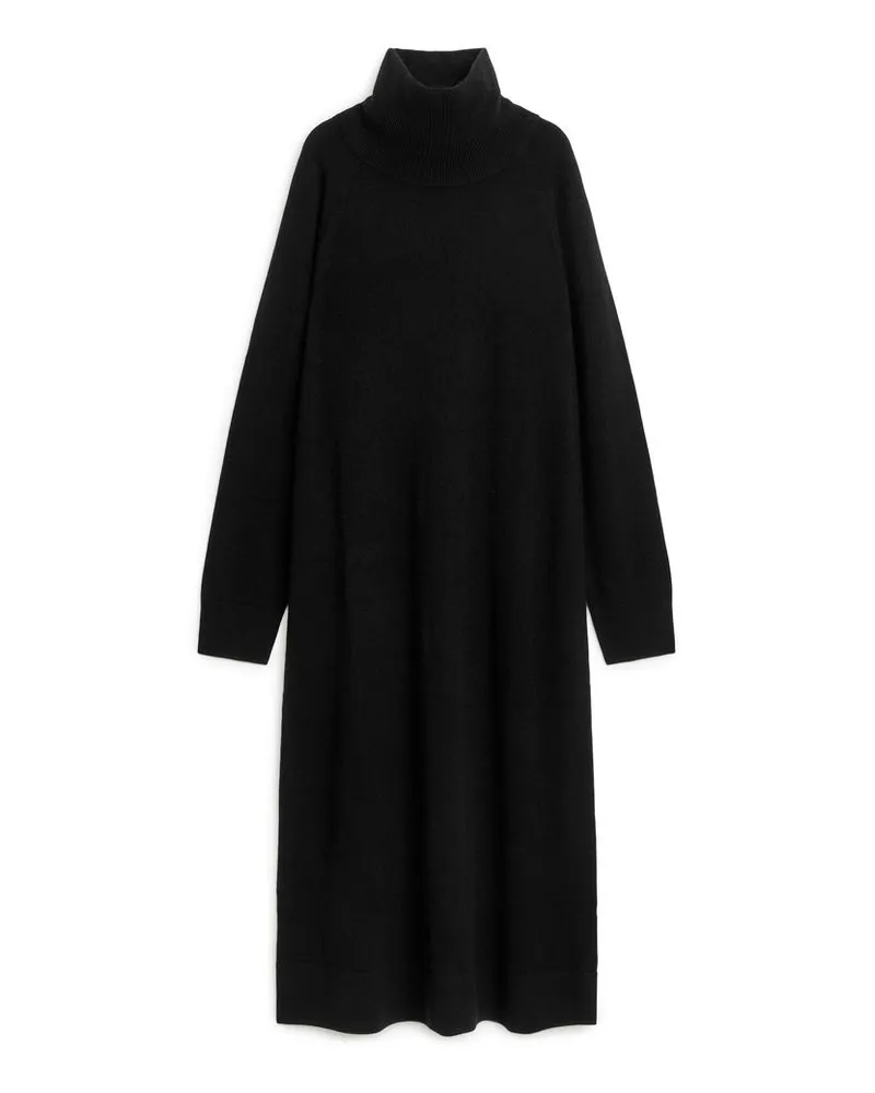 Arket Rollkragenkleid Aus Kaschmir Und Wolle - Schwarz Schwarz