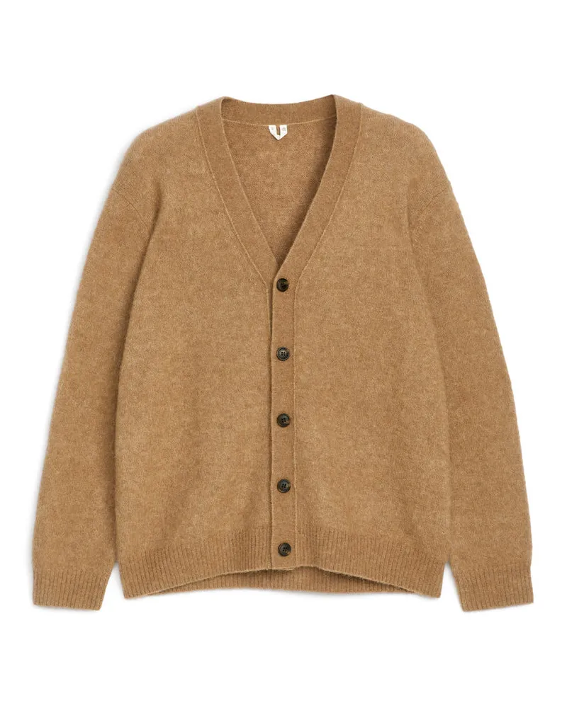 Arket Strickjacke Aus Wolle Und Alpakawolle - Beige Dunkelbeige