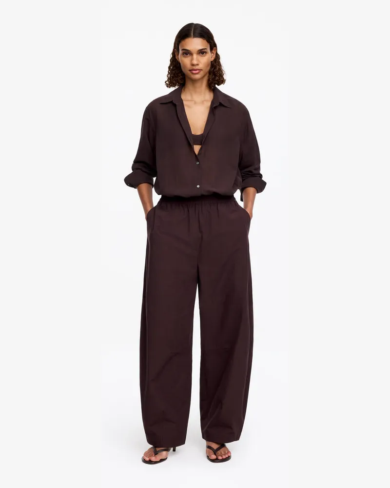 Arket Baumwollhose Mit Barrel Leg -Braun Braun