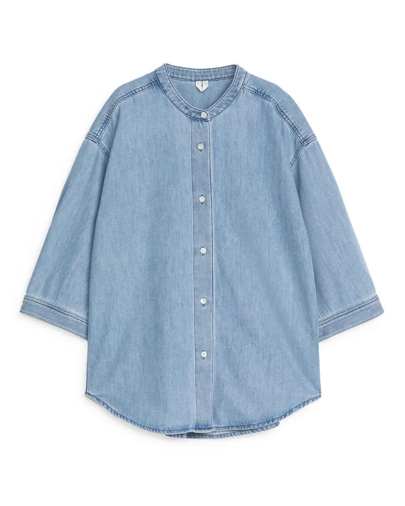 Arket Hemd Aus Denim-Twill - Blau Hellblau