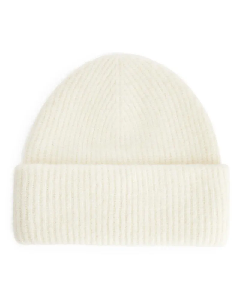 Arket Beanie Aus Alpaka- Und Merinowolle - Weiß Cremeweiß