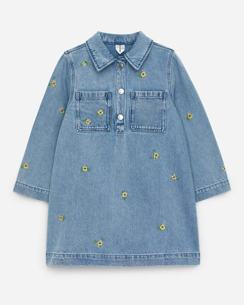 Arket Besticktes Denimkleid - Blau Blau