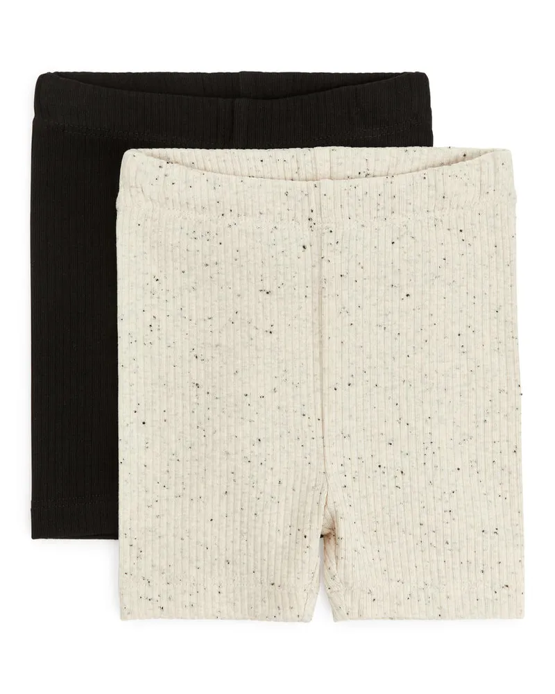 Arket Gerippte Jersey-Radlerhose Im 2Er-Pack - Beige|Blau Beige