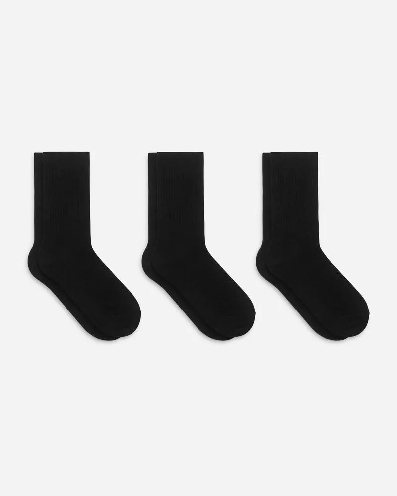 Arket Gerippte Baumwollsocken, 3Er-Pack - Schwarz Schwarz