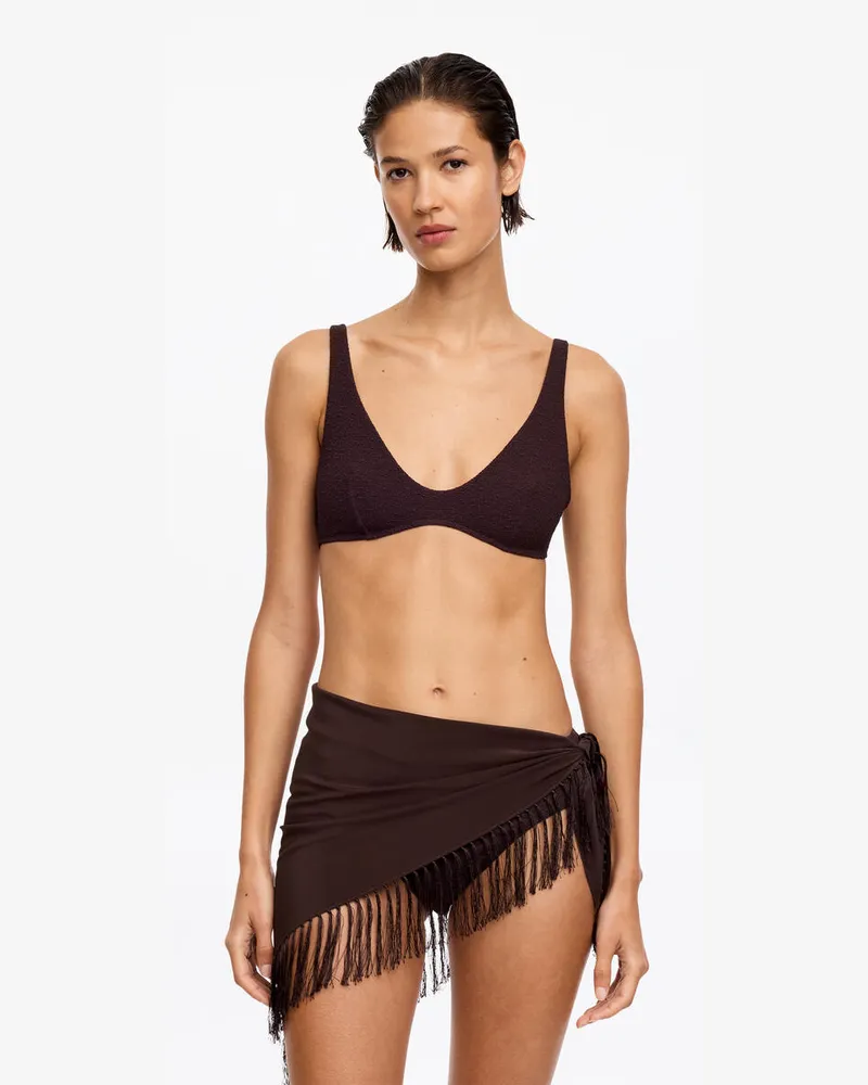 Arket Seidenschal Mit Fransen -Braun Braun