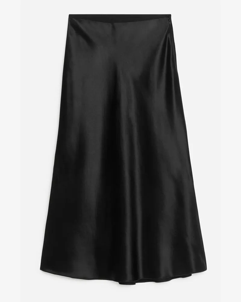 Arket Satinrock Im Bias-Cut - Schwarz Schwarz