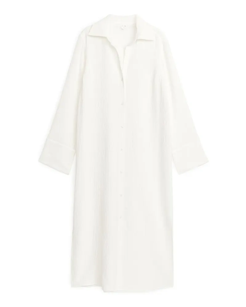 Arket Hemdkleid Aus Baumwolle - Weiß Cremeweiß