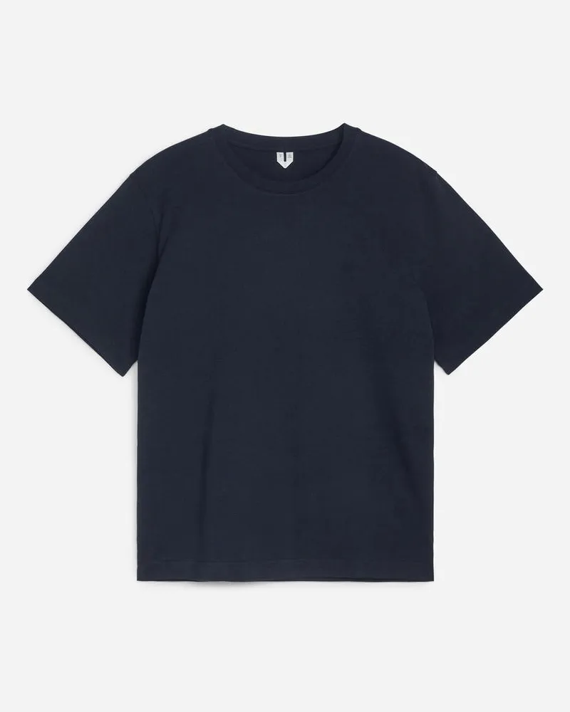 Arket Mittelschweres T-Shirt - Blau Dunkelblau