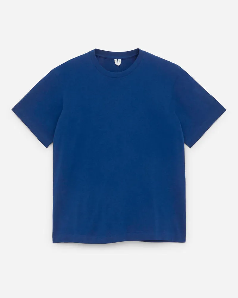 Arket Mittelschweres T-Shirt - Blau Dunkelblau