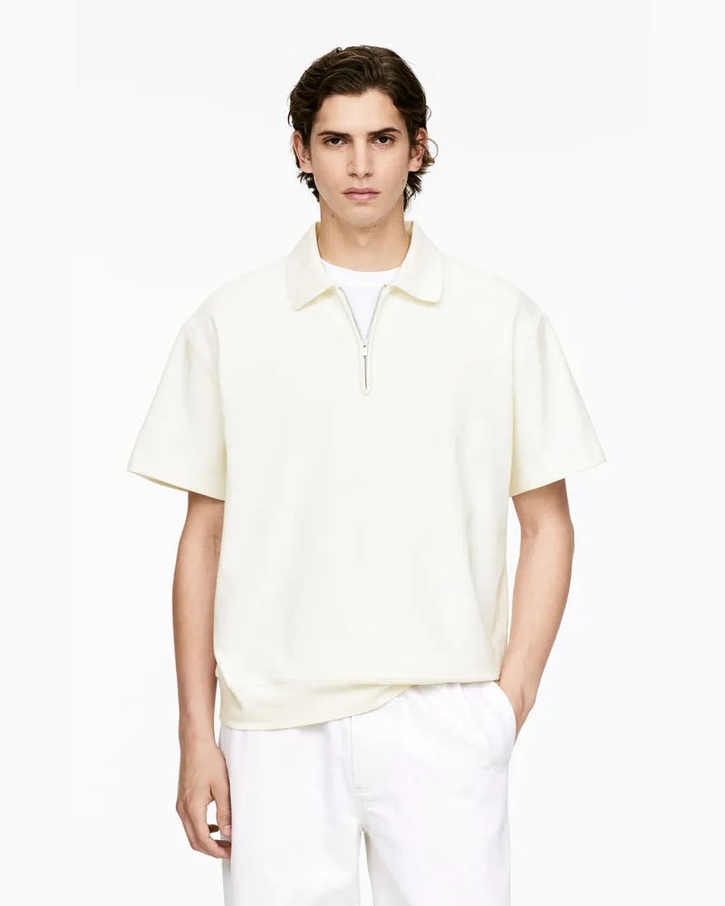 Arket Poloshirt Mit Kurzem Reißverschluss -Weiß Weiß