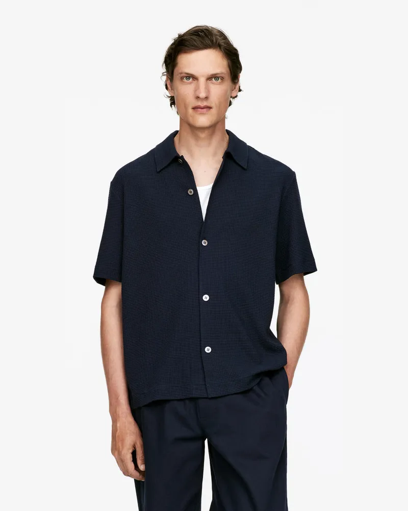 Arket Jerseyhemd Mit Waffelmuster -Blau Blau